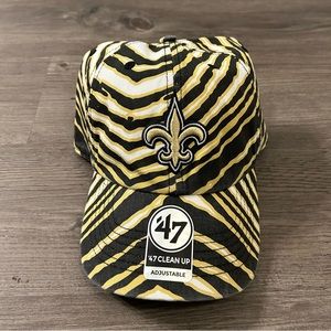 NFL ‘47 Black New Orleans Saints Zubaz Clean Up Adjustable Hat BRAND NEW